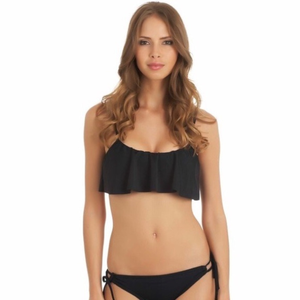 Reef • black flowy bikini top flutter flounce ruffle swim swimsuit padded